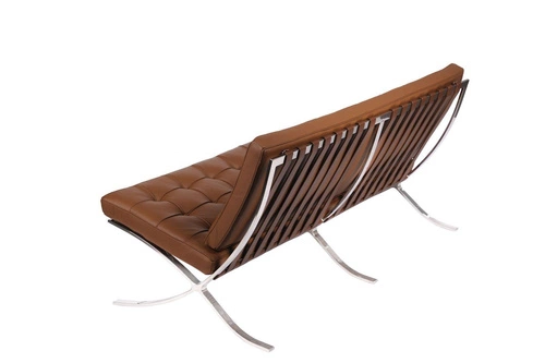 Sofa skórzana 3 osobowa Ba inspirowana Barcelona glamour do salonu jasny brąz D2.DESIGN