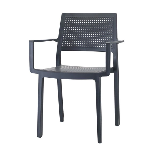 Krzesło ogrodowe Emi Arm czarne z tworzywa sztucznego SCAB Design sztaplowane z podłokietnikami