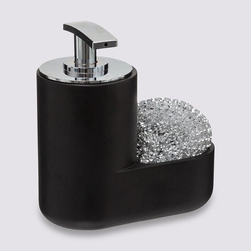 5five simply smart dozownik na płyn do naczyń czarny z gąbką do kuchni 300 ml