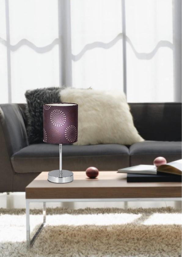 Nowoczesna lampa stołowa Emily brązowa z tkaninowym abażurem do sypialni i salonu CANDELLUX