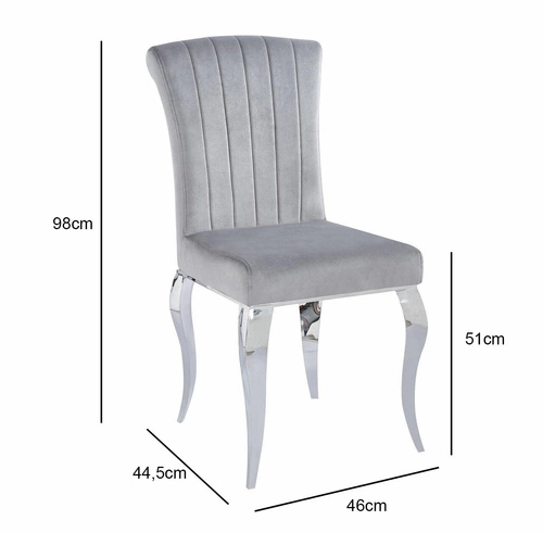 Krzesło tapicerowane Helene Velvet szare do jadalni welurowe na metalowych nogach Intesi