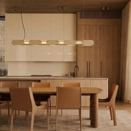Lampa wisząca CHAIN LED beżowa nad wyspę nowoczesna 158 cm