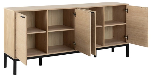 Komoda Kensington 180 cm dąb bielony nowoczesna na nóżkach z półkami do salonu Actona