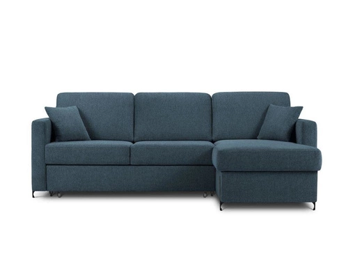 Narożnik z funkcją spania Gabriel Blue Structured Fabric prawostronny