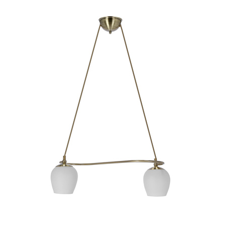 Lampa wisząca Serano patynowy 2x60W E27 klosz biały
