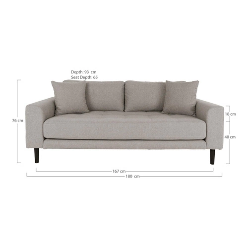 Sofa Lido 2,5 beżowa ciemna/ nogi czarne