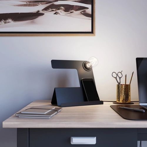 Lampa wisząca Tulip czarna nowoczesna metalowa do salonu, kuchni i nad stół 24 cm