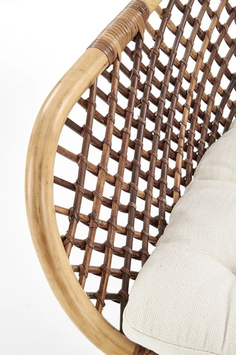 Krzesło rattanowe Mauri boho z podłokietnikami do jadalni i salonu brązowe Intesi