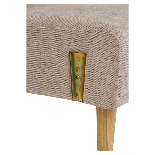 Sofa rozkładana z funkcją spania Kells beżowa skandynawska do salonu na drewnianych nogach