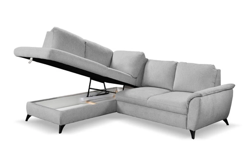 Narożnik z funkcją spania Nevada szary lewy nowoczesny z pojemnikiem do salonu Intesi