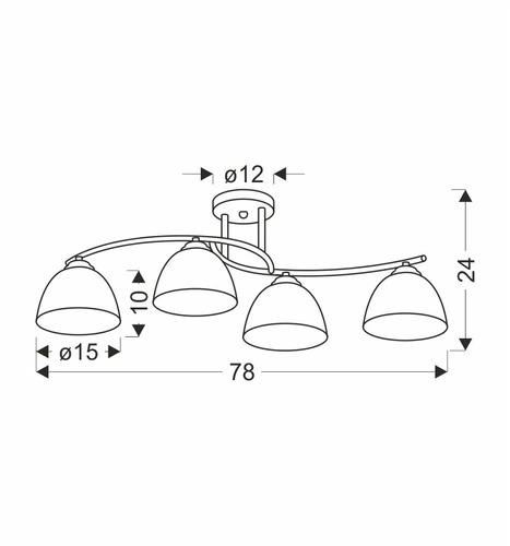 Lampa sufitowa Gracja klasyczna szklana biała 4-punktowa do salonu i kuchni