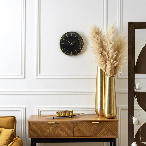 Zegar ścienny glamour Luce czarno-złoty 30 cm cichy mechanizm nowoczesny do salonu Intesi