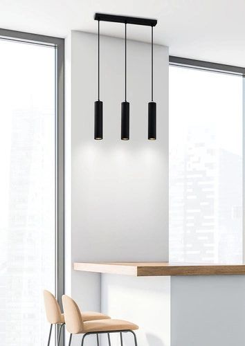 Lampa wisząca Tubo czarny 3x25W GU10 klosz 25cm czarny