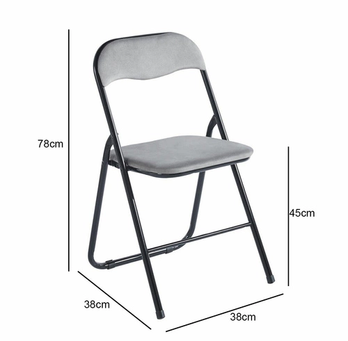 Krzesło składane tapicerowane welur szare Amun Velvet Intesi do kuchni na metalowych nogach