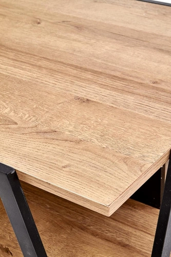 Stolik kawowy Tola prostokątny loftowy czarny dąb złoty 113x63 do salonu Intesi