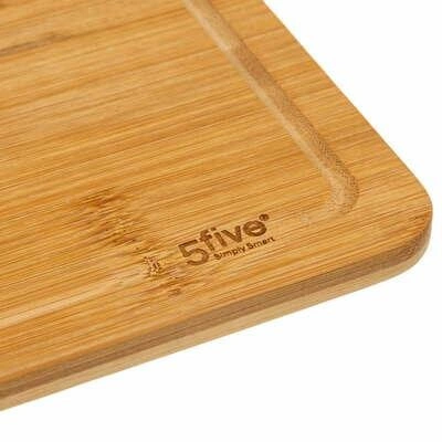 Zestaw 3 noży kuchennych ze stali nierdzewnej i bambusowa deska do krojenia z rowkiem 5five