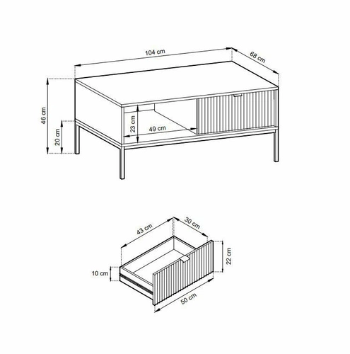 Stolik kawowy Delicious prostokątny zielony z szufladą nowoczesny loftowy do salonu Intesi