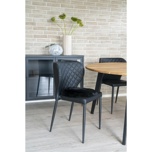 Poduszka na krzesło futrzana okrągła czarna 35 cm House Nordic do salonu