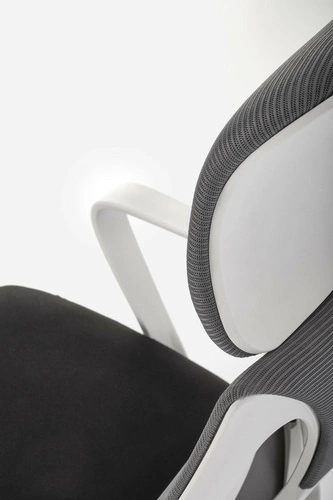 Fotel biurowy ergonomiczny Deva obrotowy z zagłówkiem siatkowy szary biały do biura Intesi
