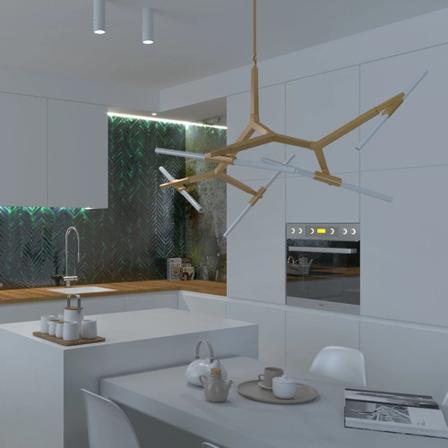 Lampa wisząca STICKS-10 złota nowoczesna regulowana do salonu i jadalni 120 cm