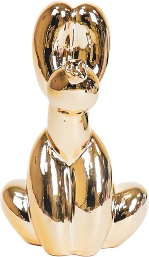 Figurka dekoracyjna pies balon złoty HV decor nowoczesna do salonu na komodę 24 cm