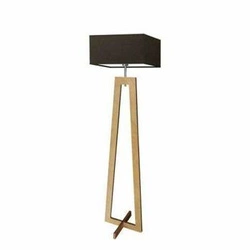 Lampa podłogowa JAWA abażur brązowy stelaż dębowy