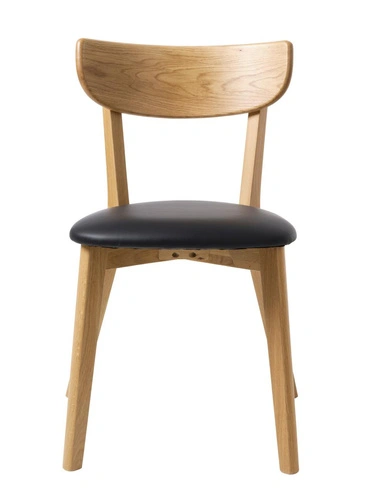 Krzesło drewniane Pero do jadalni z czarnym siedziskiem eko skóra