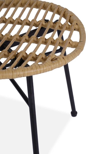 Krzesło Rotin boho rattanowe do jadalni i salonu na czarnej stalowej podstawie Intesi