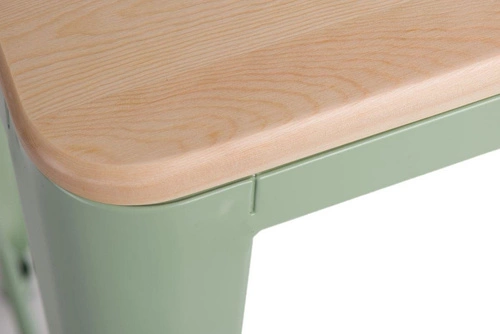 Hoker Paris Wood 65 cm zielony industrialny metalowy stołek barowy do wyspy kuchennej