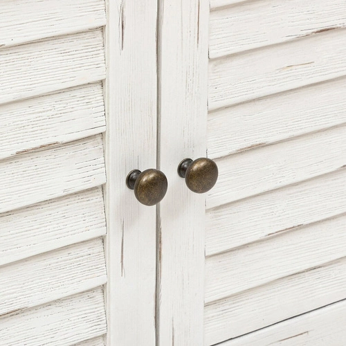 Szafka RTV Olbia biała drewniana 140 cm do salonu z półkami i szufladą Atmosphera