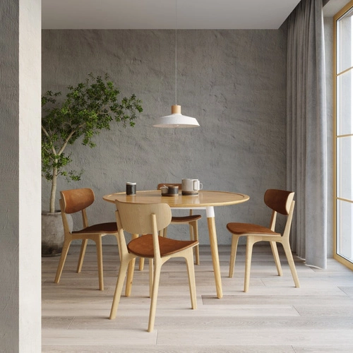 Lampa wisząca AFRA szara cementowo-drewniana do salonu nowoczesna nad stół 40 cm