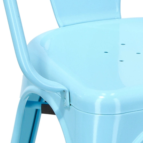 Krzesło metalowe Paris Arms niebieskie do jadalni i kuchni inspirowane Tolix industrialne