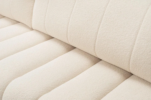 Narożnik z funkcją spania Hobro lewy beżowy skandynawski do salonu z pojemnikiem