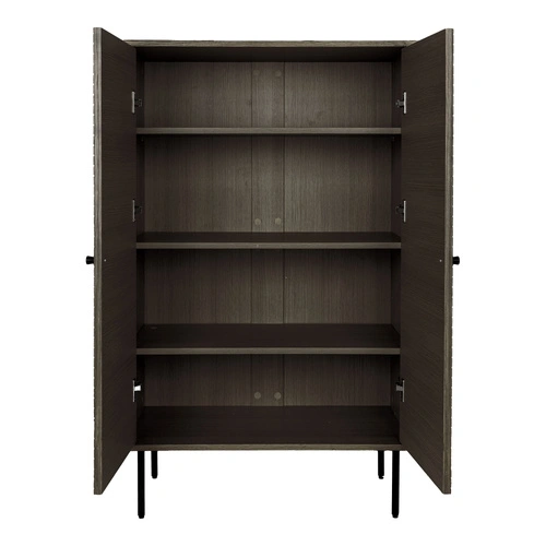 Komoda Kyoto wysoka skandynawska ryflowana dębowa do salonu 80 cm