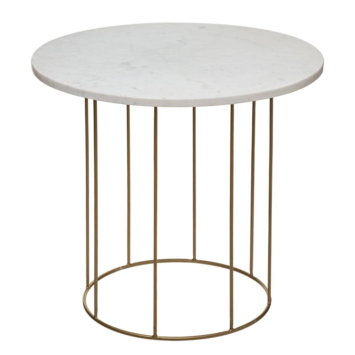 Zestaw 2 okrągłych stolików kawowych Garance biały marmur i złoty glamour do salonu Atmosphera