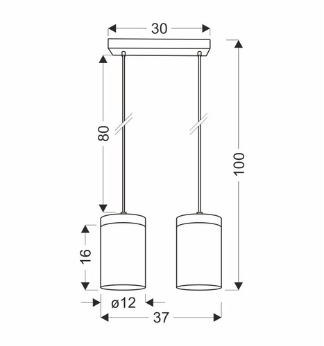 Lampa wisząca Wels czarny+drewniany  2x40W E27 klosz dymiony