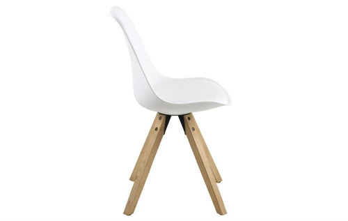 Krzesło do jadalni Dima białe z tworzywa i drewna dąb Actona łatwe w czyszczeniu skandynawskie