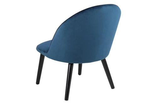 Krzesło do jadalni Manley Actona tapicerowane welur niebieskie muszelka na dębowych nogach