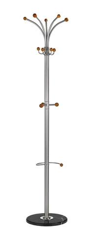 Stojący wieszak do przedpokoju Capricorne srebrny nowoczesny drewniany Intesi 180 cm