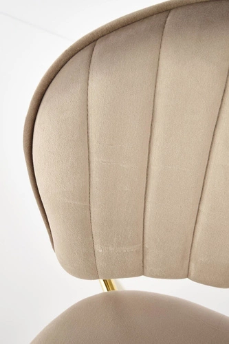 Krzesło tapicerowane welur Rachel beżowe do jadalni i salonu na złotych nogach Intesi