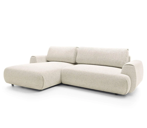 Narożnik z funkcją spania lewy Ljung beżowy nowoczesny z pojemnikiem do salonu Intesi