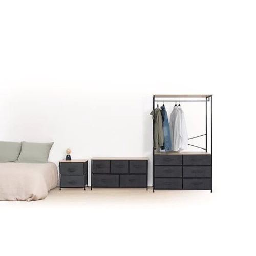 Szafka nocna Tissa czarna i szara z szufladami do sypialni nowoczesna 45 cm 5five