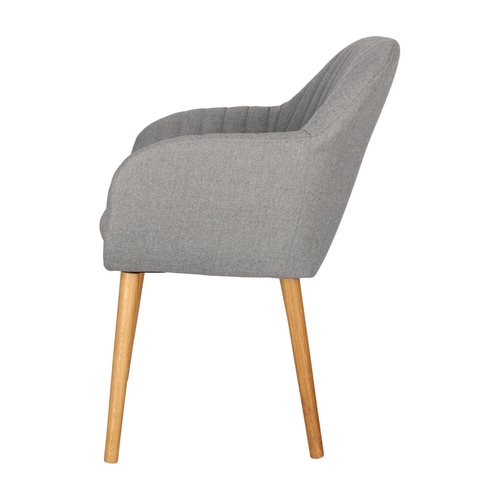Krzesło tapicerowane Emilia szare z podłokietnikami do jadalni i salonu skandynawskie Actona