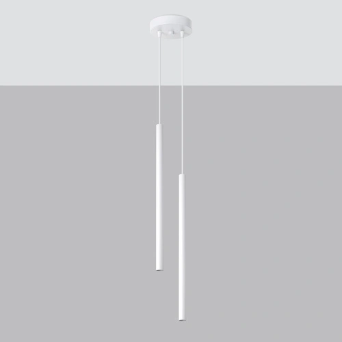 Nowoczesna lampa wisząca Pastelo 2 biała metalowa z regulacją do salonu lub jadalni SOLLUX