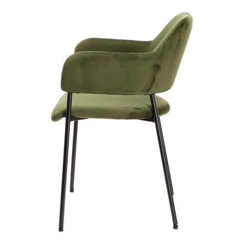 Krzesło Lima welurowe z podłokietnikami   zielone Outlet