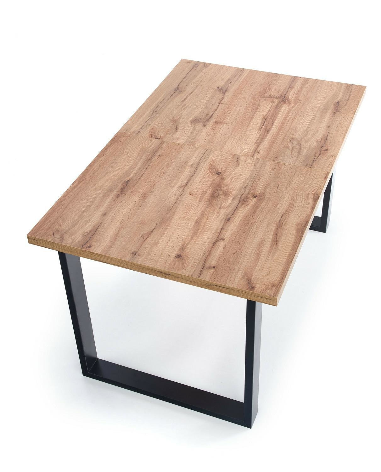 Stół rozkładany do jadalni Ulen 160-210 cm dąb wotan nowoczesny z czarnymi nogami Intesi