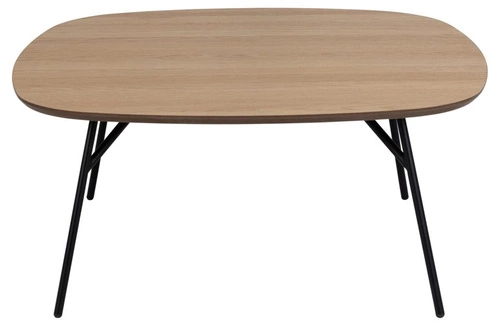 Stolik kawowy Caracas kwadratowy 90x90 cm dębowy loftowy do salonu na czarnej stalowej podstawie