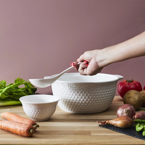 Ceramiczny zestaw do zup Intesi biały nowoczesny komplet obiadowy dla 6 osób do kuchni