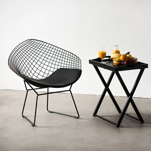 Krzesło HarryArm czarne poduszka czarna metalowe