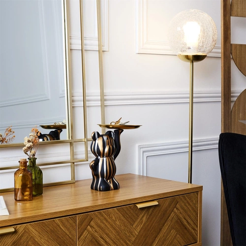Figurka dekoracyjna Deco Bear czarna z tacą nowoczesna do salonu lub na prezent Intesi